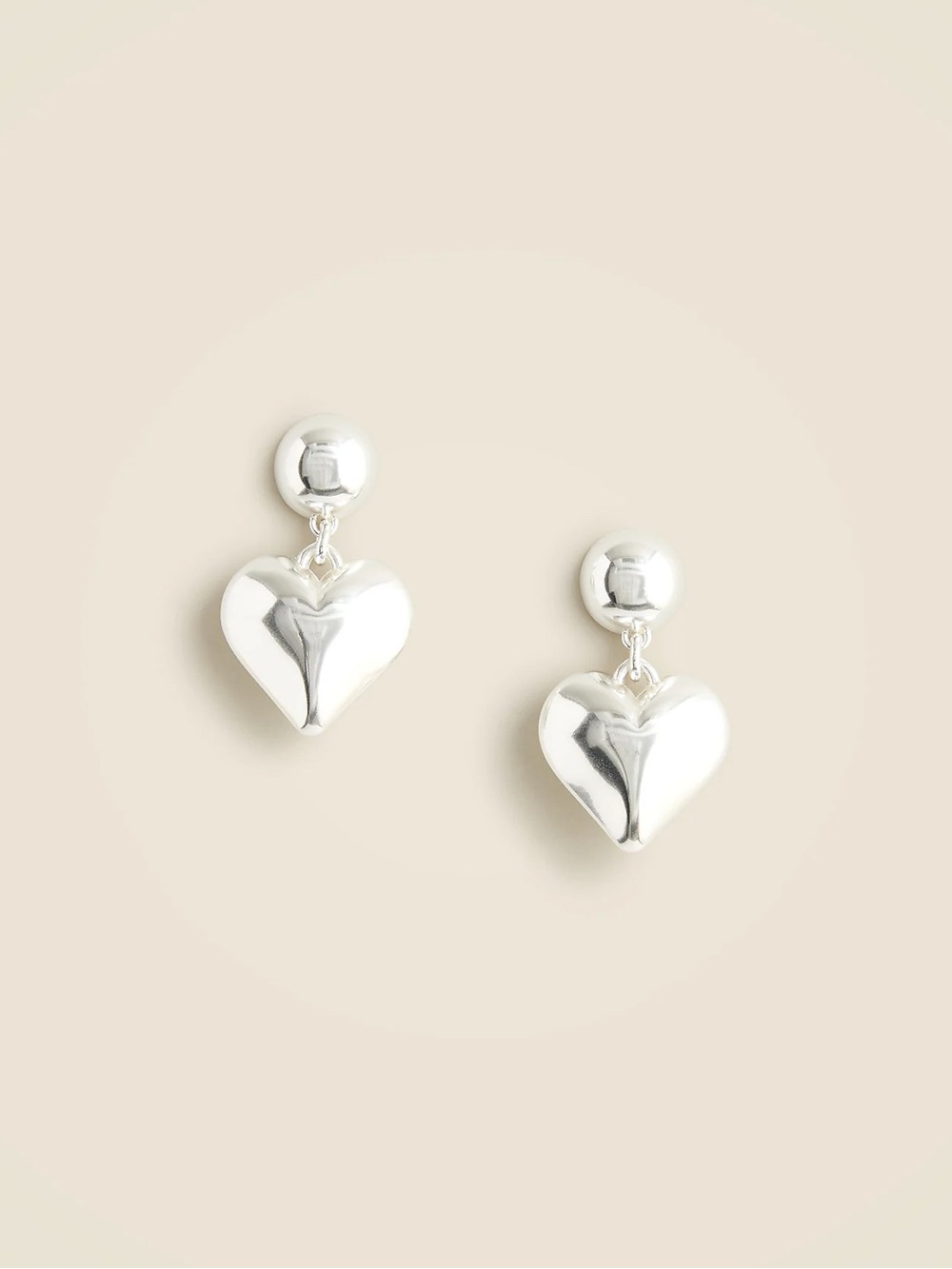 J.Crew Heart Drop Earrings Silver